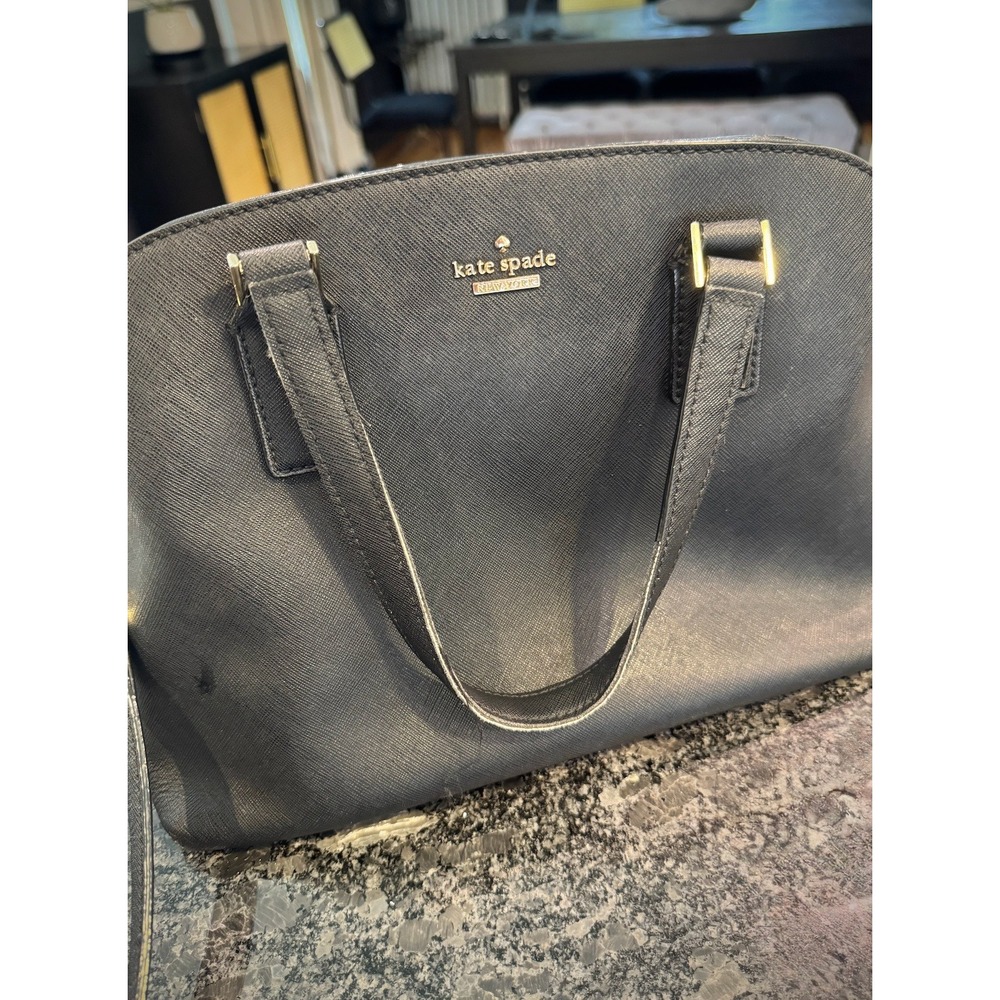 Kate Spade New York Black Saffiano Leather Satchel Crossbody Bag Shoulder Purse - Picture 4 of 8